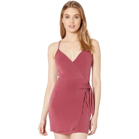 BCBGeneration Dark Rose Surpliced V-Neck Side Tie Mini Dress size S - Picture 1 of 16